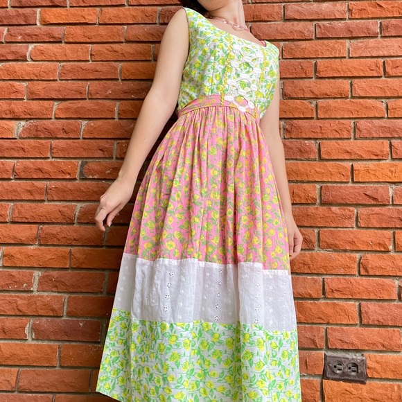 Vintage Lily Pulitzer floral colour block dress - Picture 14 of 16